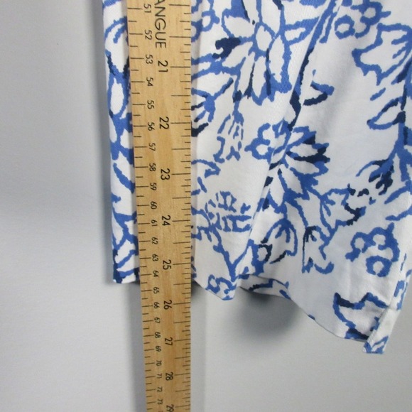 J. Jill Floral Stretch Pants Women 14 Tall Blue White Cotton Blend Summer 310 - Picture 11 of 11